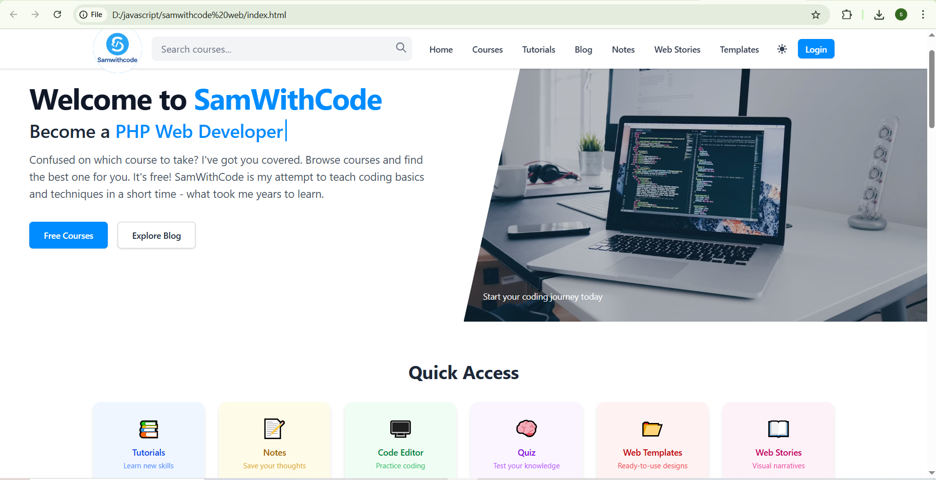 Samwithcode – Coding Website