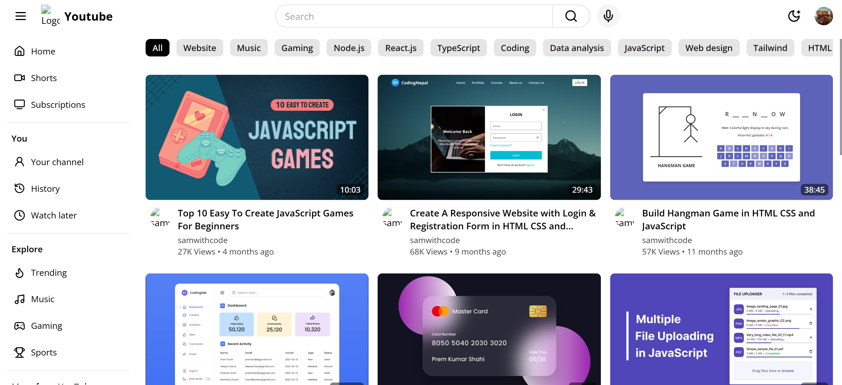 YouTube Clone in React.js
